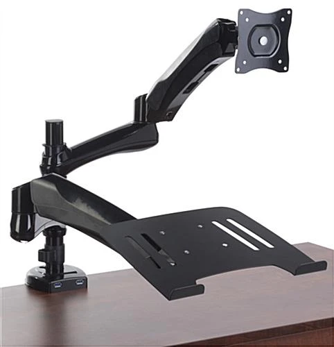 Desktop Laptop Stand w/ VESA Mount, Articulating Arms, 2 Port USB Hub - Black Desktop Laptop Stand W/ VESA Mount, Articulating Arms, 2 Port USB Hub - Black -Displays2go Shop gaslaptla2.rw preview