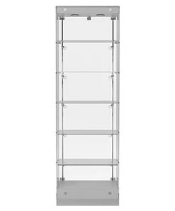 24” Display Case W/ LED Lights, Frameless, Hinged Door, Ships Assembled - Silver -Displays2go Shop gtap24leds.ra1 preview