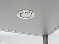 24” Display Case W/ LED Lights, Frameless, Hinged Door, Ships Assembled - Silver -Displays2go Shop gtap24leds.ra4 preview