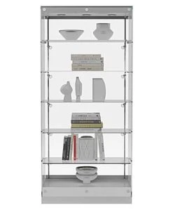 36” Display Case W/ LED Lights, Frameless, Sliding Doors, Ships Assembled - Silver -Displays2go Shop gtap36leds.ra5 preview
