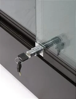 48” Display Case W/ LED Lights, Frameless, Sliding Doors, Ships Assembled - Black -Displays2go Shop gtap48ledb.ra1 preview