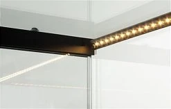 4ft. Glass Retail Counter W/ Mirror Deck, LED, Slider Doors, Ships Assembled, Black -Displays2go Shop gtled4fblk.ra3 preview