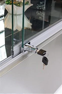 4ft. Glass Retail Counter W/ Mirror Deck, LED, Slider Doors, Ships Assembled, Silver -Displays2go Shop gtled4fslv.ra4 preview