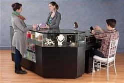 48" Quarter Vision Display Case W/Cabinets And Drawers, Ships Assembled - Black -Displays2go Shop gtled config2 8745 gloss preview 1