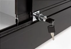 48" Quarter Vision Display Case W/Cabinets And Drawers, Ships Assembled - Black -Displays2go Shop gtledq4blk.ra3 preview