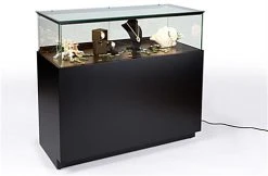 48" Quarter Vision Display Case W/Cabinets And Drawers, Ships Assembled - Black