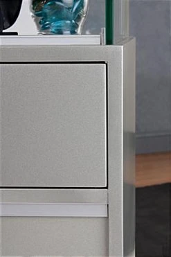 48" Quarter Vision Display Case W/Cabinets And Drawers, Ships Assembled - Silver -Displays2go Shop gtledq4slv.ra6 preview