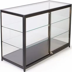 60" Retail Display Case W/ Sliding Door, Adjustable Shelves, Ships Assembled - Black -Displays2go Shop iapcnt60.ra2 preview