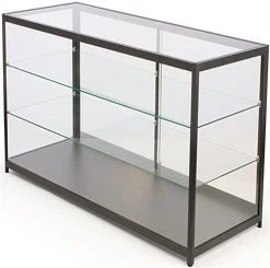 60" Retail Display Case W/ Sliding Door, Adjustable Shelves, Ships Assembled - Black