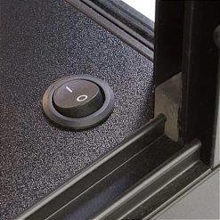 72" Retail Display Case W/LED Side Lights, Sliding Door, Ships Assembled - Black -Displays2go Shop iapct72led.ra4 preview