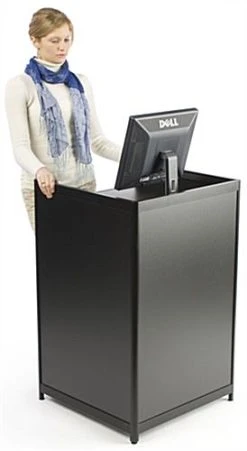 24" Cash Register Stand W/Locking Drawer, Adjustable Shelf, Ships Assembled - Black -Displays2go Shop iapcw24.ra6 preview