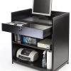 36" Cash Register Stand W/Locking Drawer, Adjustable Shelf, Ships Assembled - Black