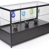 60" Retail Display Case W/ Storage, LED Side Lights, Sliding Door - Black