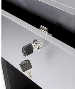 24" Cash Register Stand W/Locking Drawer, Adjustable Shelf, Ships Assembled - Silver -Displays2go Shop jbqcw24.ra3 preview