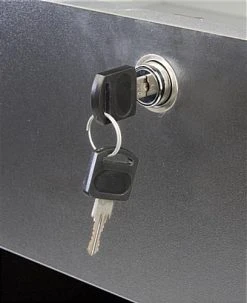 36" Cash Register Stand W/Locking Drawer, Adjustable Shelf, Ships Assembled - Silver -Displays2go Shop jbqcw36.ra3 preview