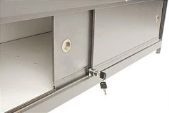 60” Display Case W/Cabinet, 4 LED Lights, Slider Door, Ships Assembled - Silver -Displays2go Shop jbqhv60led.ra2 preview