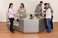 4ft. Glass Retail Counter W/ Mirror Deck, LED, Slider Doors, Ships Assembled, Silver -Displays2go Shop jdmsscsvsg configurationb9695 new preview