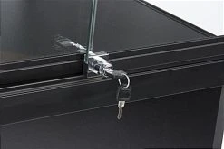 Pedestal Display Case With MDF Base, Sliding Glass Door & LED Lights - Black -Displays2go Shop jdshcpma2c lock 6330.r6 preview