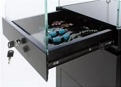 16" Pedestal Display Case W/ Cabinet Base, Locking Drawer, LED Spotlights - Black 2 16" Pedestal Display Case W/ Cabinet Base, Locking Drawer, LED Spotlights - Black -Displays2go Shop jscmscbksg.ra2 preview