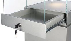 16" Pedestal Display Case W/ Cabinet Base, Locking Drawer, LED Spotlights - Silver -Displays2go Shop jscmscsvsg.ra3 preview