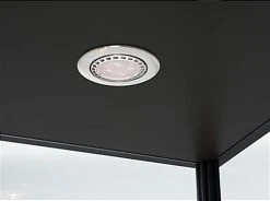 18" Glass Display Case W/4 Fixed Shelves, Locking Hinged Door, LED Top Lights - Black -Displays2go Shop ledsmp01bk.ra2 preview