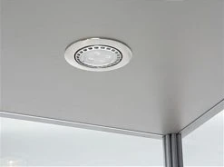 18" Glass Display Case W/4 Shelves, Locking Hinged Door, LED Top Lights - Silver -Displays2go Shop ledsmp01sv.ra2 preview