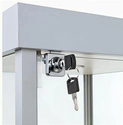 18" Glass Display Case W/4 Shelves, Locking Hinged Door, LED Top Lights - Silver -Displays2go Shop ledsmp01sv.ra4 preview