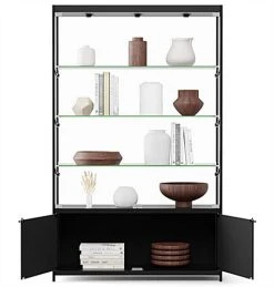 48” Display Case W/ 7 LED Top & Side Lights, 3 Fixed Shelves, Hinged Doors - Black 5 48” Display Case W/ 7 LED Top & Side Lights, 3 Fixed Shelves, Hinged Doors - Black -Displays2go Shop lesc4816bb.ra5 preview