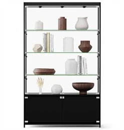 48” Display Case W/ 7 LED Top & Side Lights, 3 Fixed Shelves, Hinged Doors - Black 6 48” Display Case W/ 7 LED Top & Side Lights, 3 Fixed Shelves, Hinged Doors - Black -Displays2go Shop lesc4816bb.ra6 preview