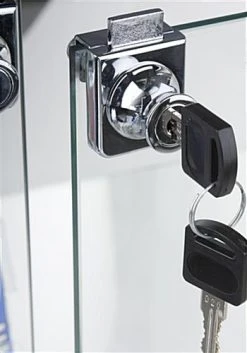 48” Display Case W/ 7 LED Top & Side Lights, 3 Fixed Shelves, Hinged Doors - Silver -Displays2go Shop lesc4816sb.ra2 preview