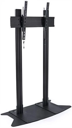 TV Stand For Floor With Flat Base, Fits 50”-110” Monitors, Tilting Bracket- Black