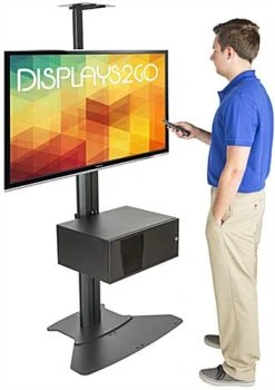TV Stand W/ Locking Storage, Monitors 30 - 84", Power Outlets, Camera Mount – Black -Displays2go Shop lpgp36fbc.ra10 preview