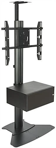 TV Stand W/ Locking Storage, Monitors 30 - 84", Power Outlets, Camera Mount – Black