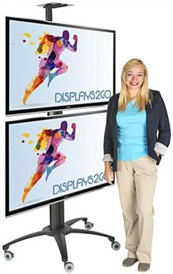 Dual TV Stand W/ Power Outlets, (2) 30 - 60" Screens, Wheels & Camera Mount – Black -Displays2go Shop lpgp36wb2.ra9 preview