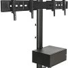 Dual TV Stand W/ Storage, (2) 30 - 60" Screens, Power Outlets, Camera Mount – Black