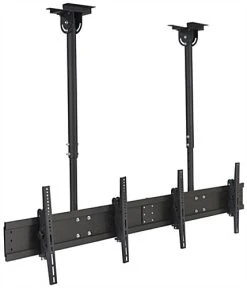 Ceiling TV Mount For (2) 30"-60” Monitors, Tilting Bracket, Adjustable Height - Black