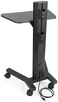 Height Adjustable Laptop Stand, Wheeled, Integrated Power Outlets- Black -Displays2go Shop lpgpnbct1.ra2 preview
