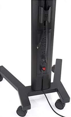 Height Adjustable Laptop Stand, Wheeled, Integrated Power Outlets- Black -Displays2go Shop lpgpnbct1.ra3 preview