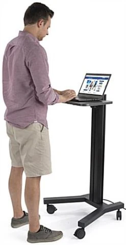 Height Adjustable Laptop Stand, Wheeled, Integrated Power Outlets- Black -Displays2go Shop lpgpnbct1.ra6 preview