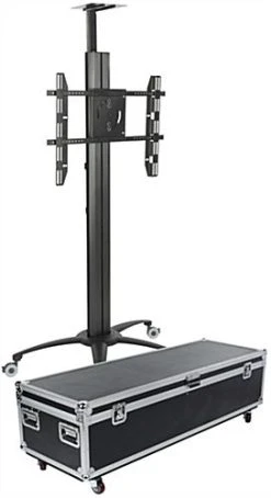 TV Stand With Portable Case, Fits Monitors 30 - 84-In, Wheels & Camera Mount – Black