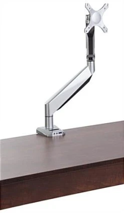 Desktop Monitor Stand With Articulating Arm, Fits 10"-32" Screen - Silver
