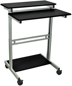 31.5" Mobile Sit Or Stand Desk, Height Adjustable, Steel – Black