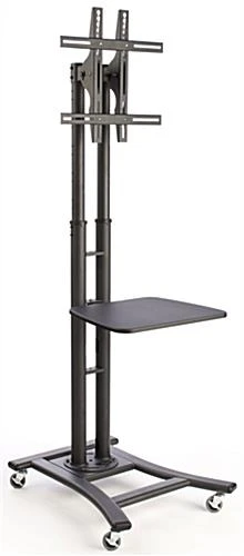 Flat TV Stands W/ 19" Shelf, Fits Monitors 32-in To 70-in, Height-Adjustable – Black