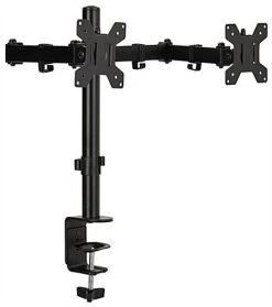 Desktop Dual Monitor Stand With Articulating Arm, Fits Monitors 13" To 27" - Black