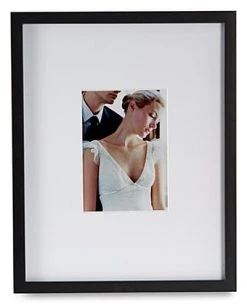 11 X 14 Wood Picture Frame For Wall Mount, Matted To 5 X 7, White Mat - Black -Displays2go Shop mpf1114bkf.ra2 preview