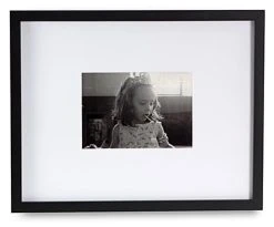 11 X 14 Wood Picture Frame For Wall Mount, Matted To 5 X 7, White Mat - Black