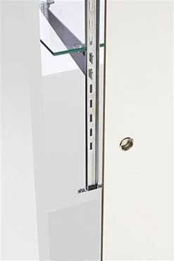 4’ Display Counter W/ White Finish, Adjustable Tempered Glass Shelf & Sliding Doors -Displays2go Shop mrchv4whkd.ra2 preview