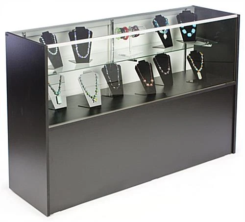 Display Cases w/ Black Finish, Adjustable Tempered Glass Shelf & Sliding Doors Display Cases W/ Black Finish, Adjustable Tempered Glass Shelf & Sliding Doors -Displays2go Shop mrchv5bkkd.ra1 preview