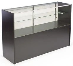 Display Cases W/ Black Finish, Adjustable Tempered Glass Shelf & Sliding Doors