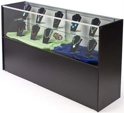 Retail Counter W/ Black Finish, Storage Space, Adjustable Shelf & Sliding Doors -Displays2go Shop mrchv6bkkd.ra4 preview